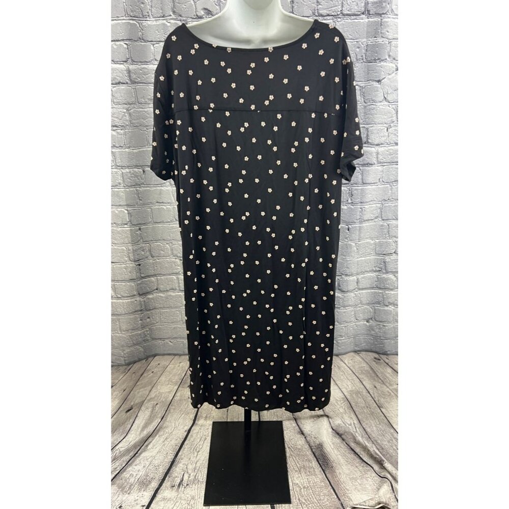 Soma Cool Nights Short Sleeve Sleepshirt Plumeria Dot Black sz XXL - Picture 3 of 6